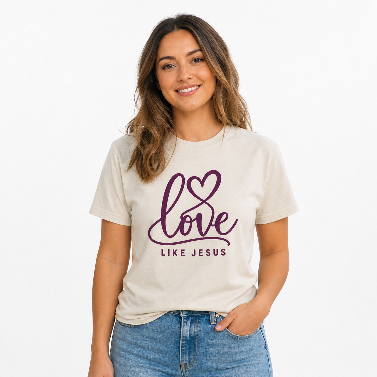 Love Like Jesus Tee worn studio view