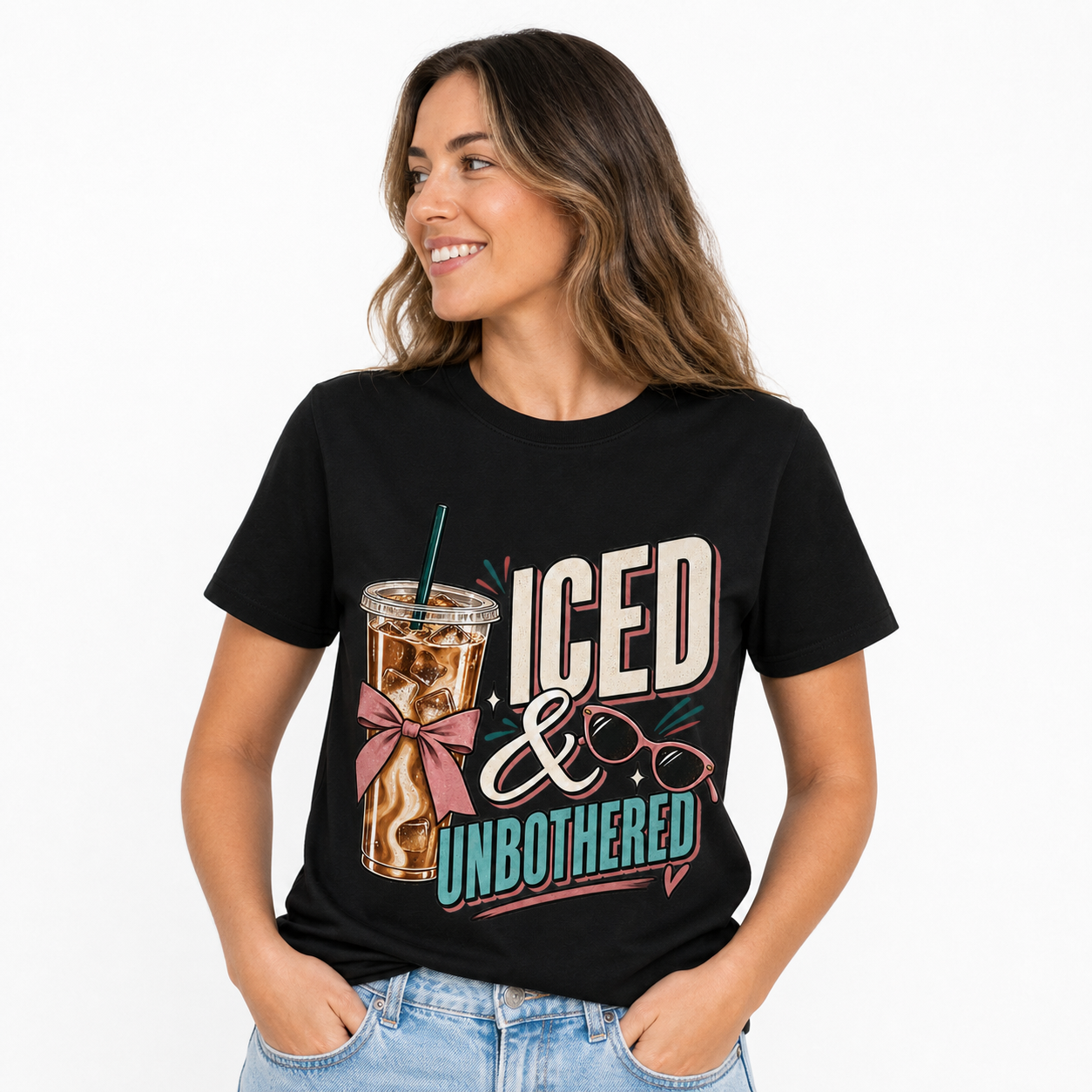 Iced & Unbothered Tee worn studio view