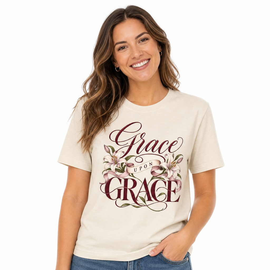 Grace Upon Grace Tee worn studio view