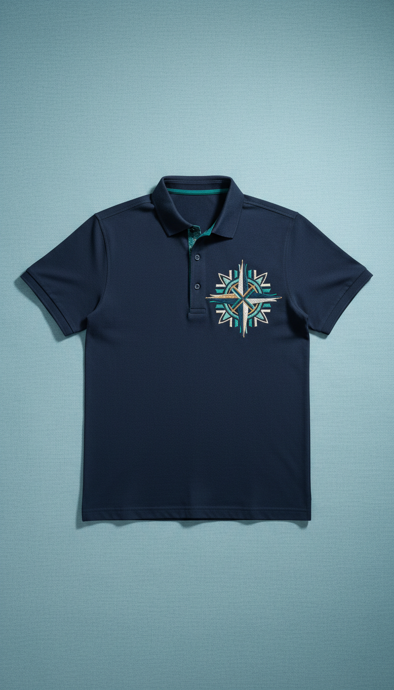 Embroidered Navy Polo Shirt