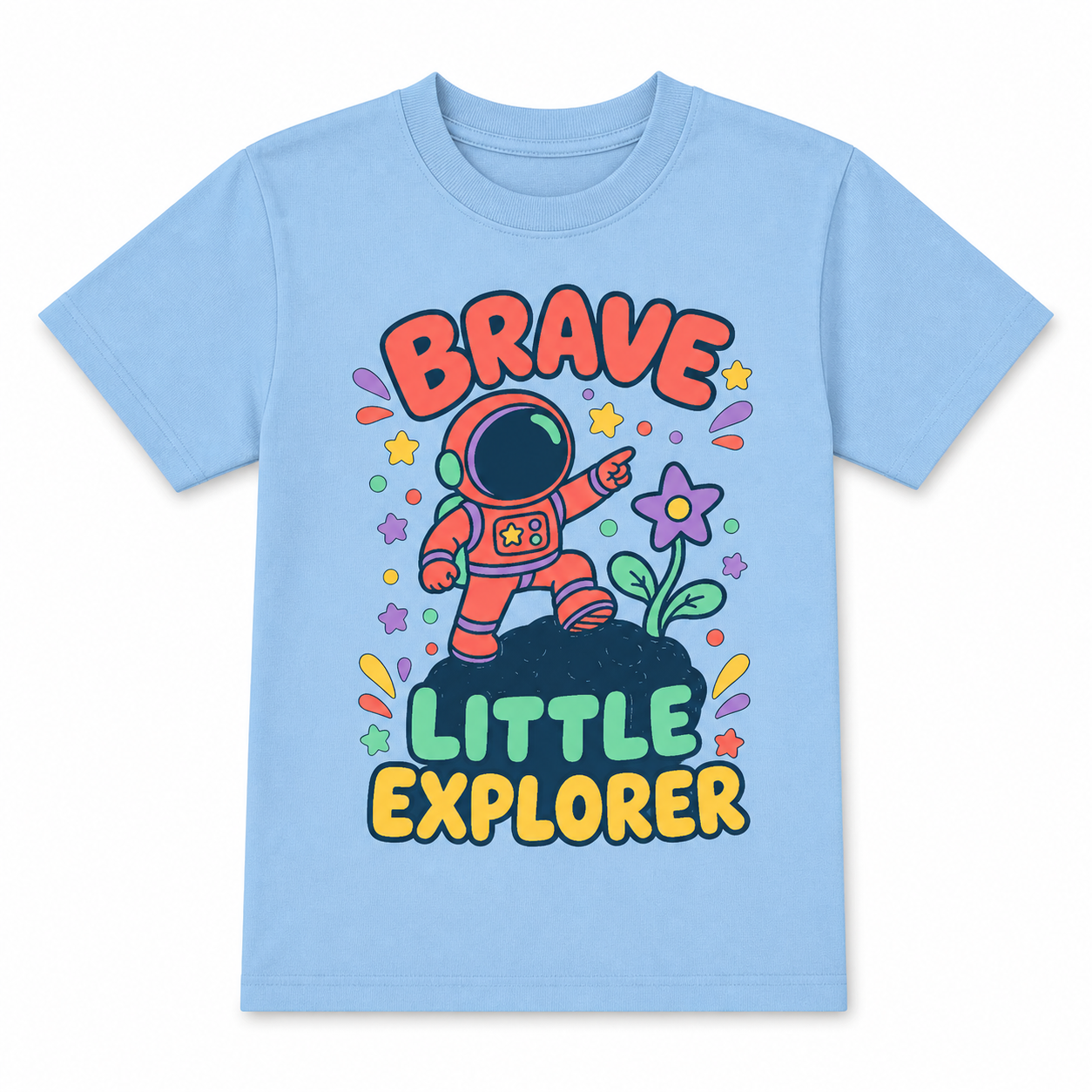 Brave Little Explorer Kids Tee flat front view
