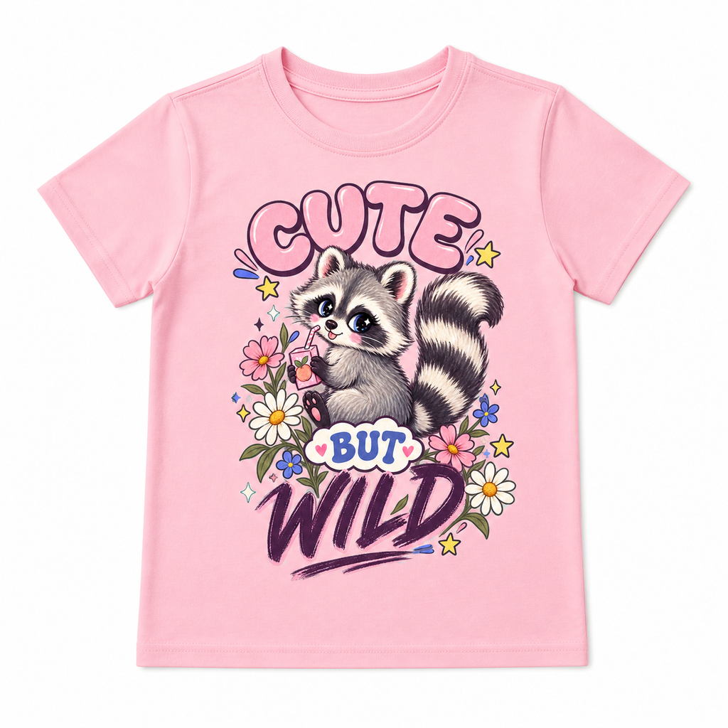 Cute But Wild Kids Tee flat front view