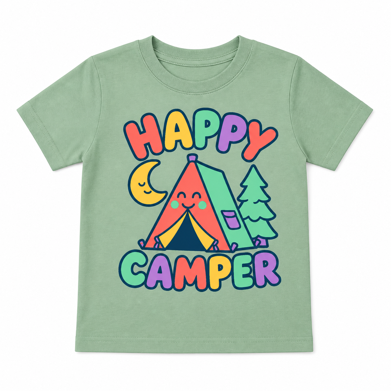 Happy Camper Kids Tee flat front view