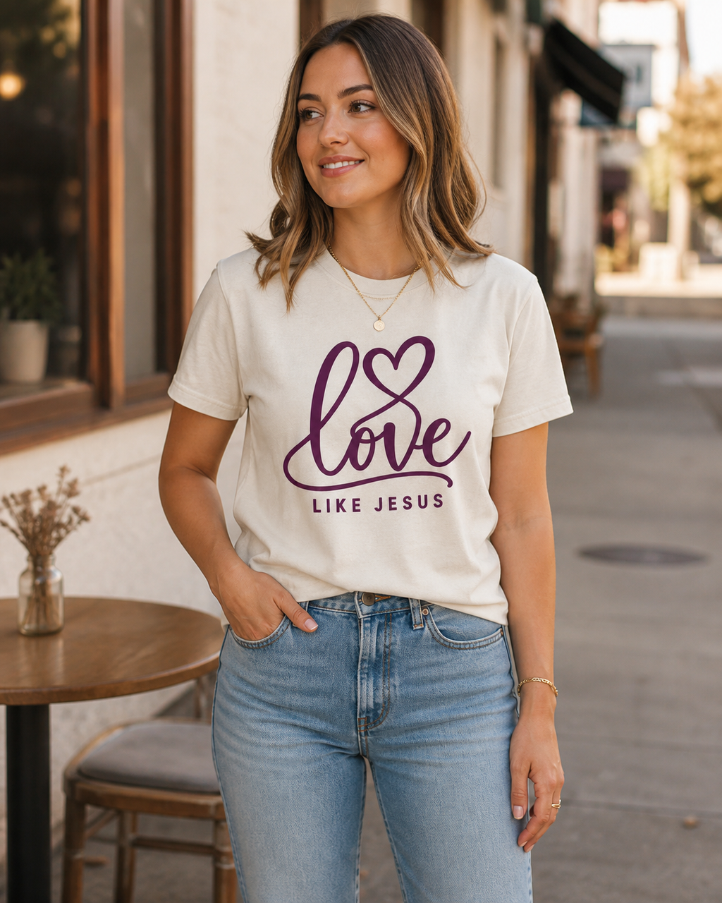 Love Like Jesus tee worn