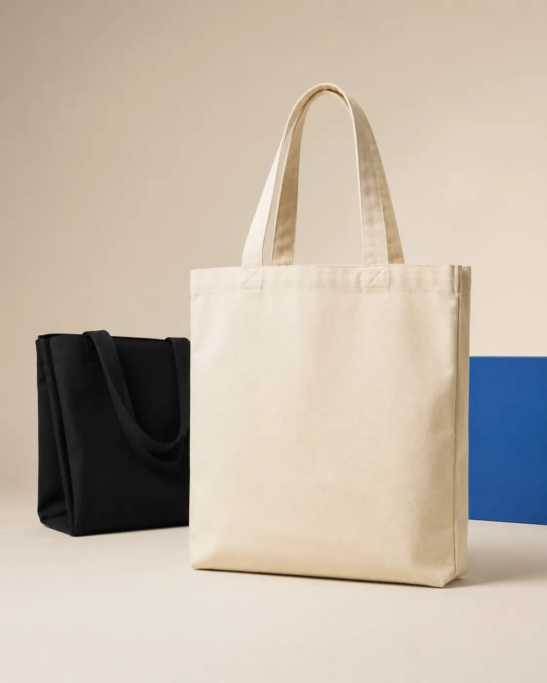 Assortment of blank canvas tote bags