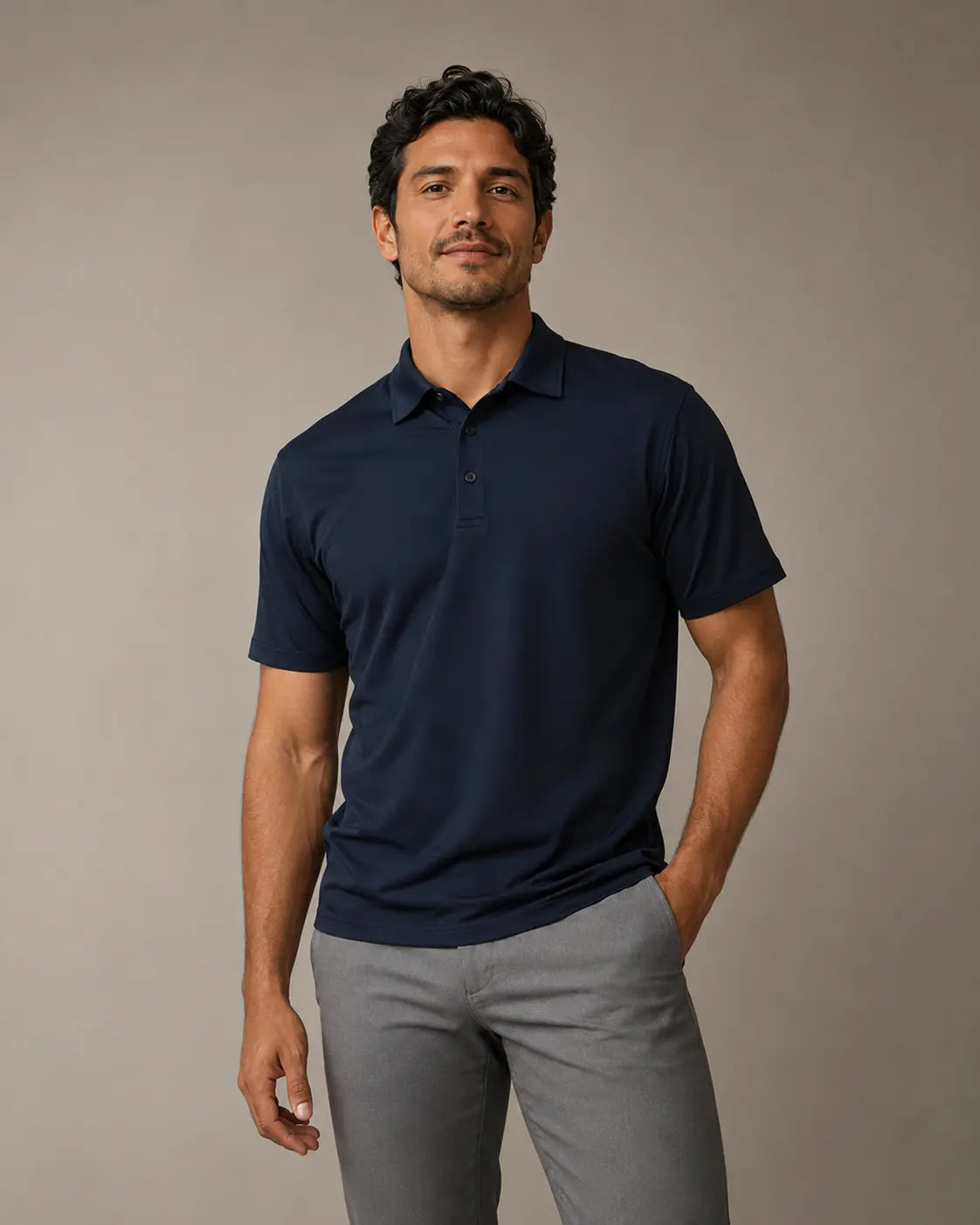 Man wearing a midnight performance polo